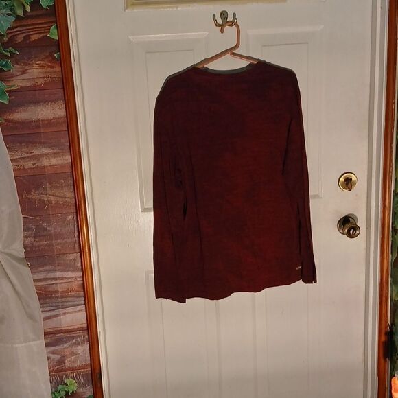 Men's Maroon Long Sleeve Top RL17 - Picture 3 of 5